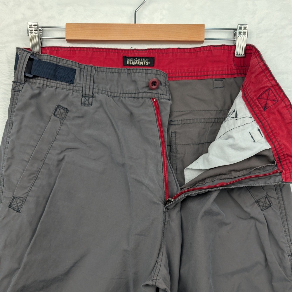 VTG Northern Elements Pants Men 34x30 Gray Cargo Gorpcore Techwear Parachute Y2K